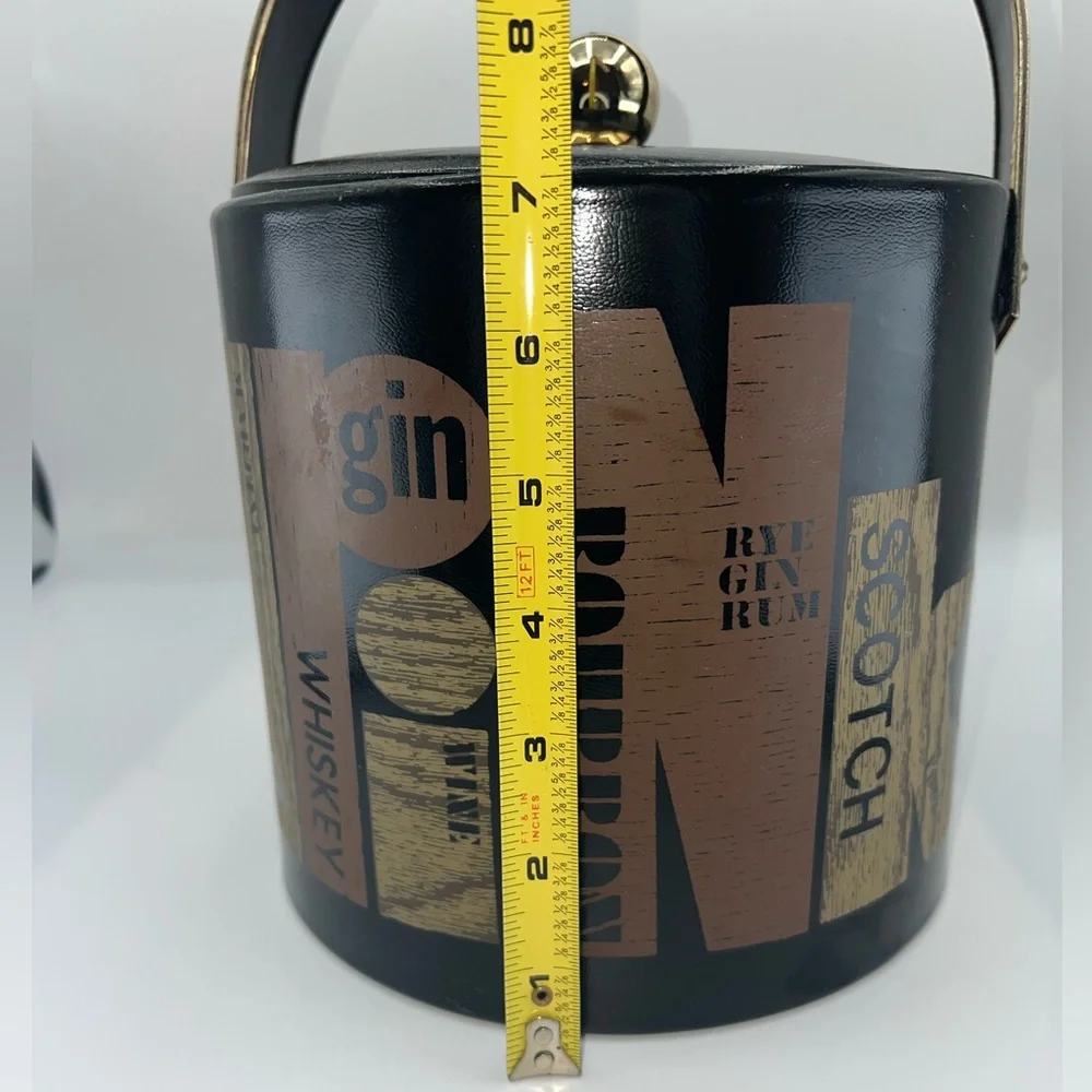 Vintage MCM Couroc of Monterey Ice Bucket DRINK Gin Whiskey Wine Bourbon